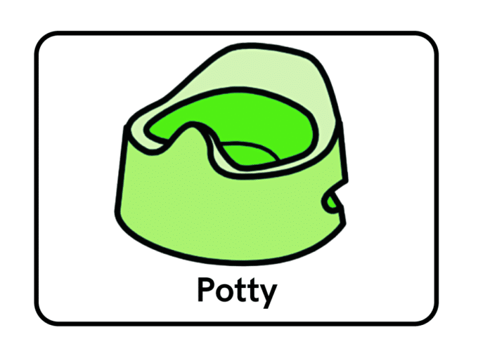 Green potty graphic and the word Potty